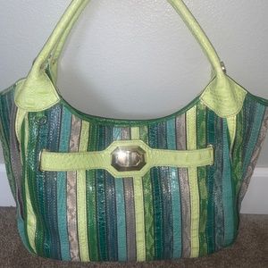 Green Multi-striped Shades of Green Handbag